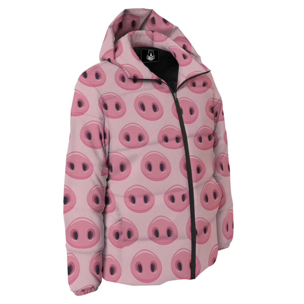 Pig Nose Pink Print Pattern Down Jacket-grizzshop