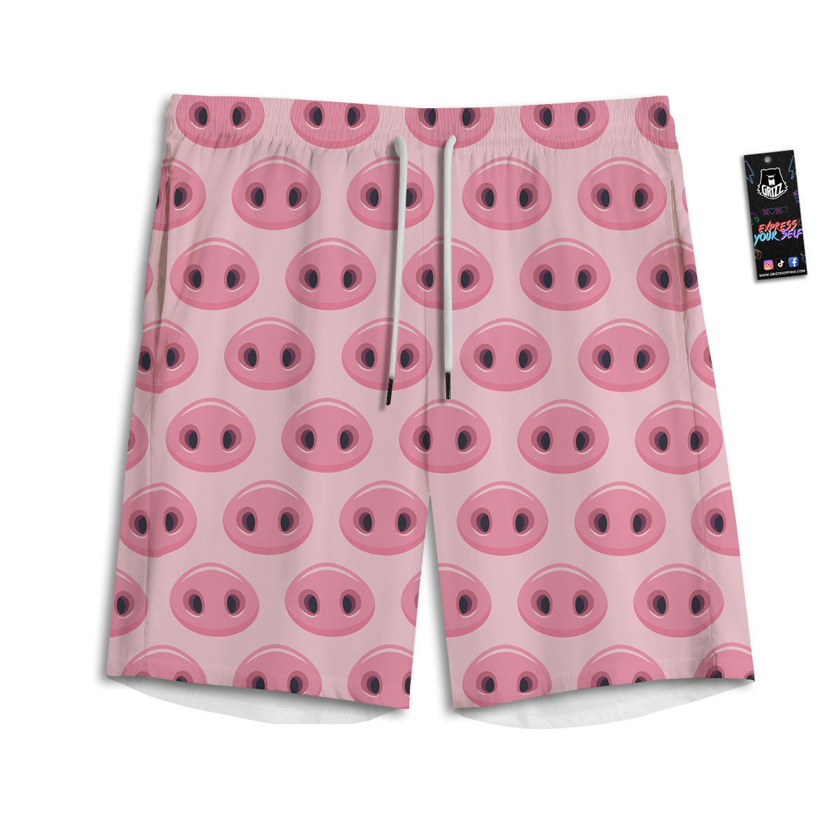 Pig Nose Pink Print Pattern Men's Athletic Shorts