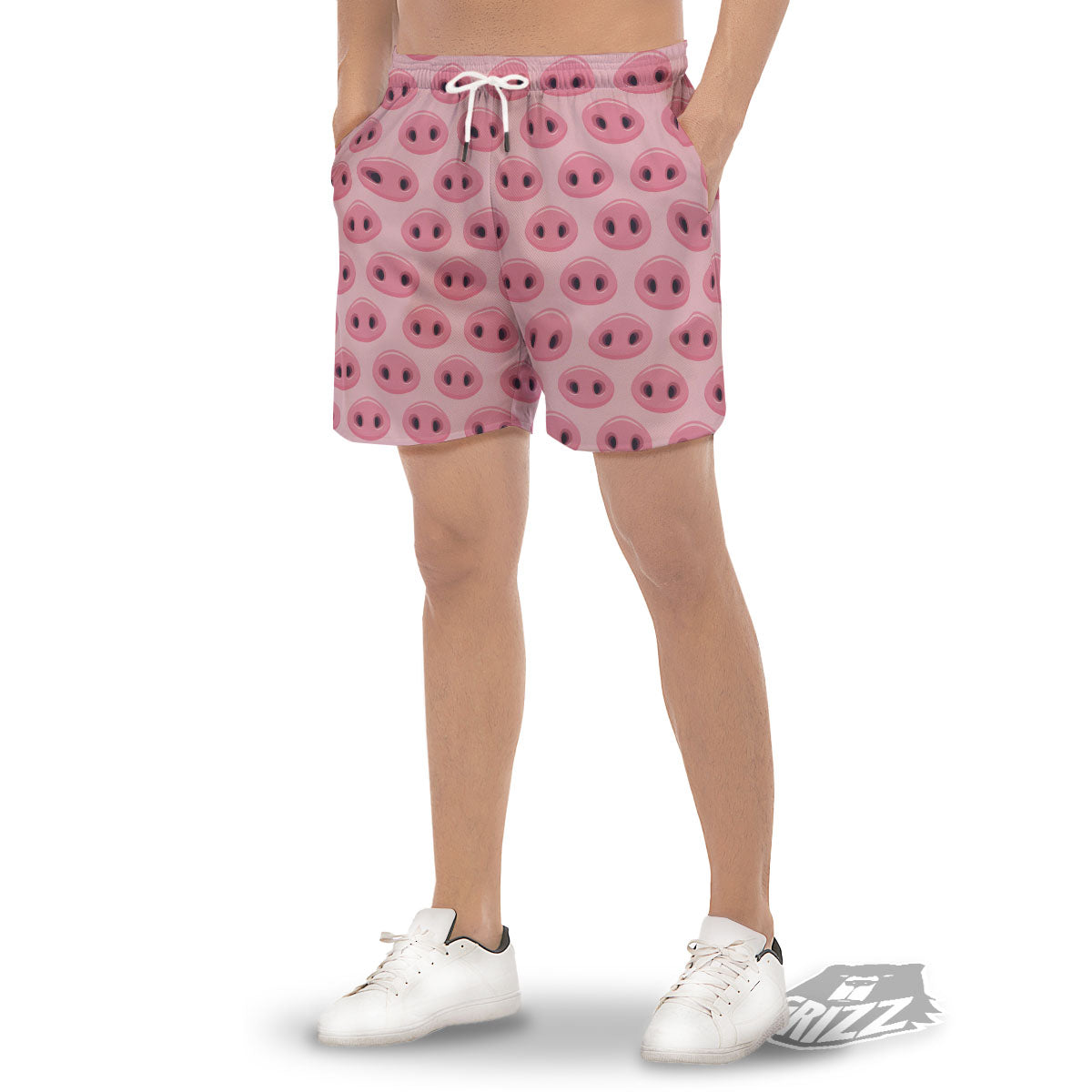 Pig Nose Pink Print Pattern Men's Gym Shorts-grizzshop