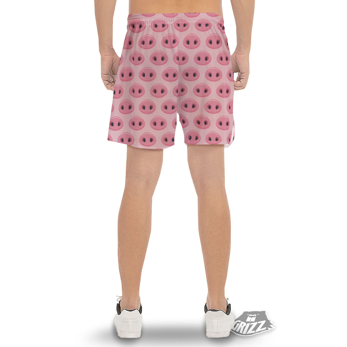 Pig Nose Pink Print Pattern Men's Gym Shorts-grizzshop