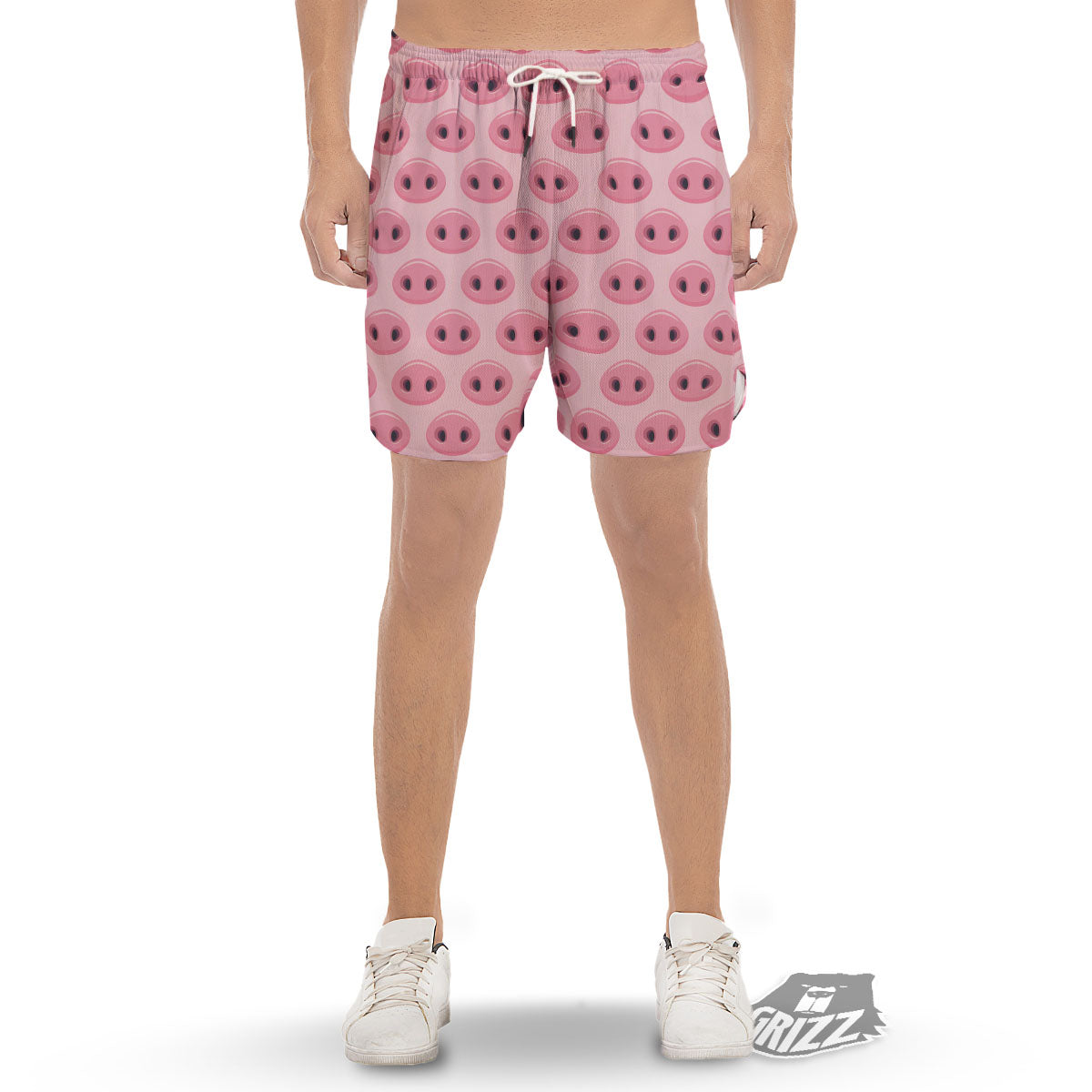 Pig Nose Pink Print Pattern Men's Gym Shorts-grizzshop