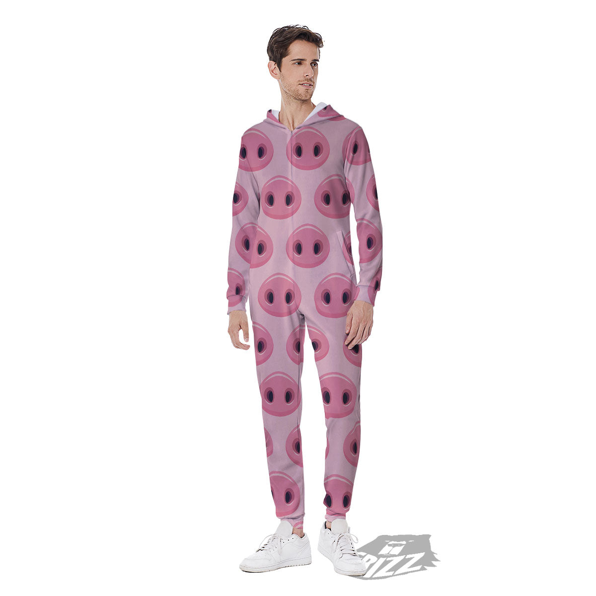 Pig Nose Pink Print Pattern Men's Jumpsuit-grizzshop