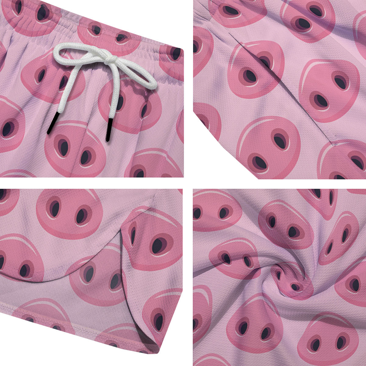 Pig Nose Pink Print Pattern Men's Running Shorts-grizzshop