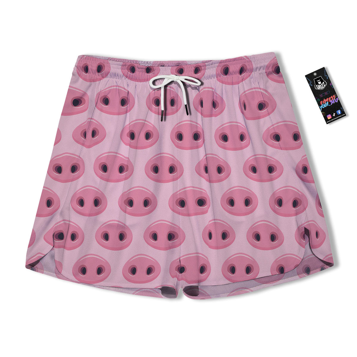 Pig Nose Pink Print Pattern Men's Running Shorts-grizzshop