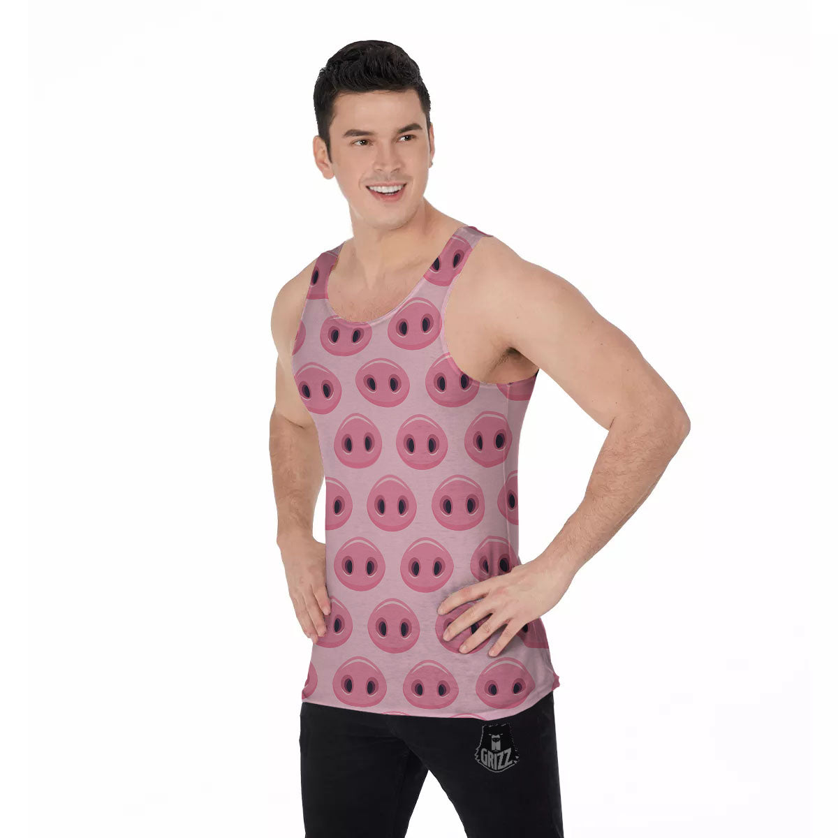 Pig Nose Pink Print Pattern Men's Tank Top-grizzshop