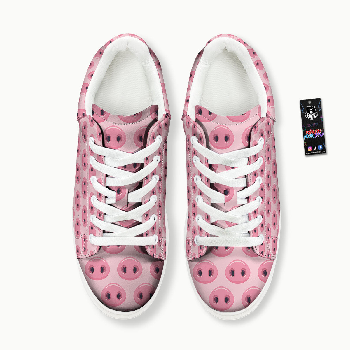 Pig Nose Pink Print Pattern Platform Shoes-grizzshop