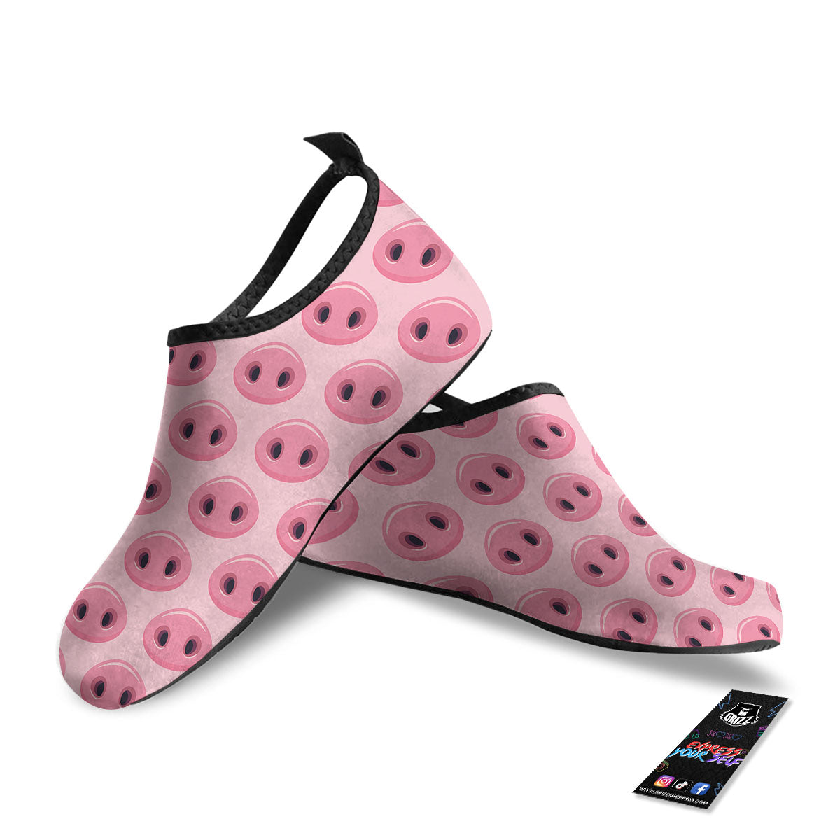 Pig Nose Pink Print Pattern Water Shoes-grizzshop