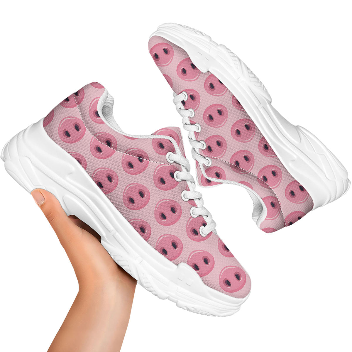 Pig Nose Pink Print Pattern White Chunky Shoes-grizzshop