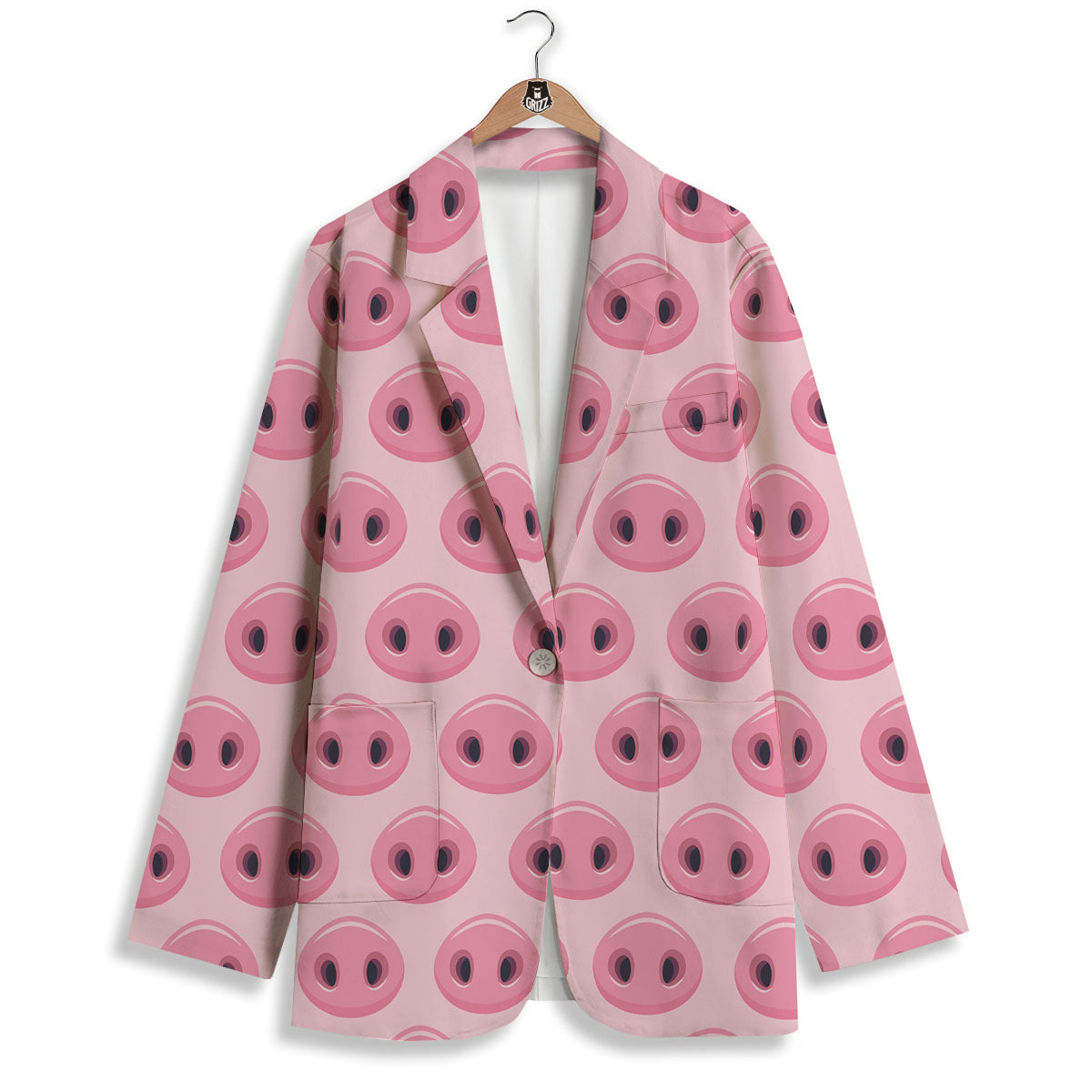 Pig Nose Pink Print Pattern Women's Blazer-grizzshop