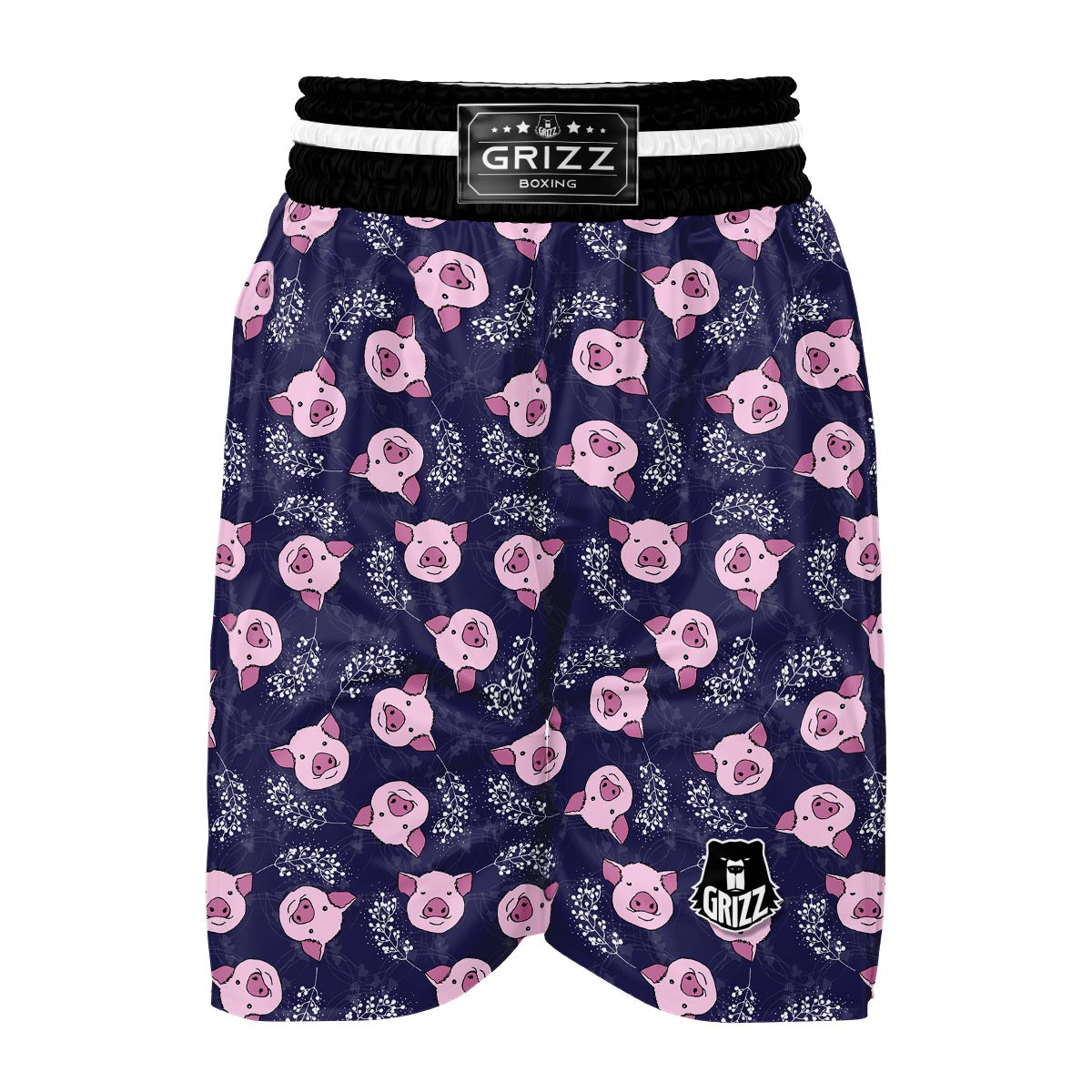 Pig Pattern Print Boxing Shorts-grizzshop