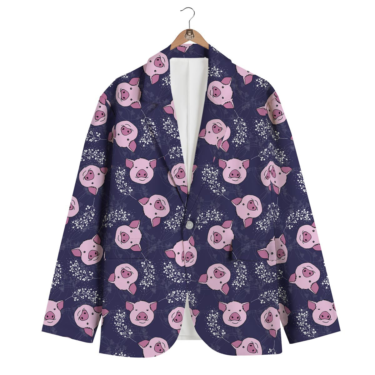 Pig Pattern Print Men's Blazer-grizzshop