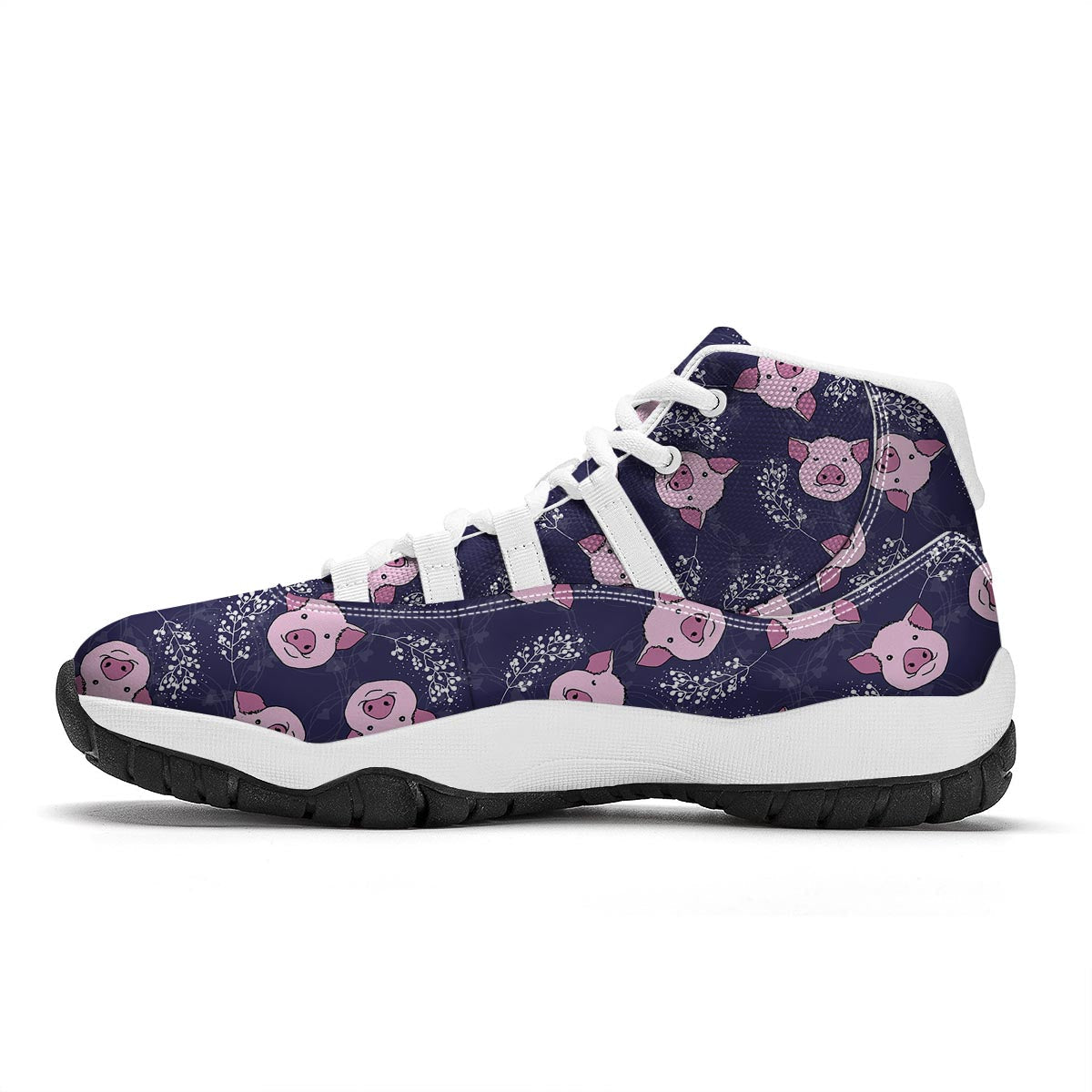 Pig Pattern Print White Bball Shoes-grizzshop