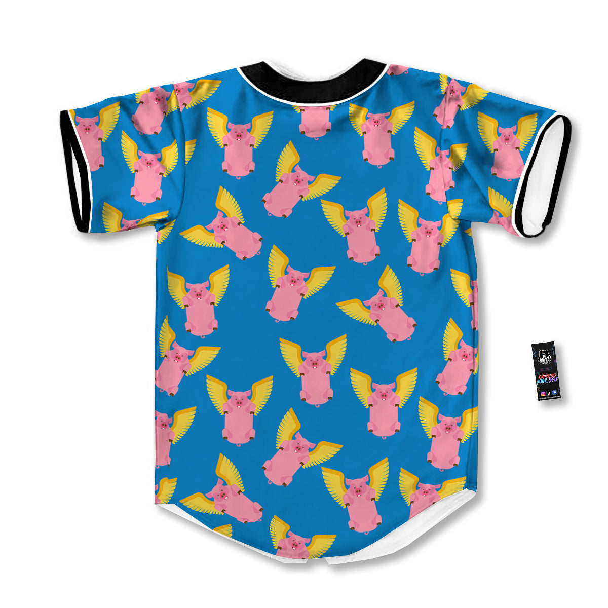 Pig Pink Vintage Print Pattern Baseball Jersey-grizzshop