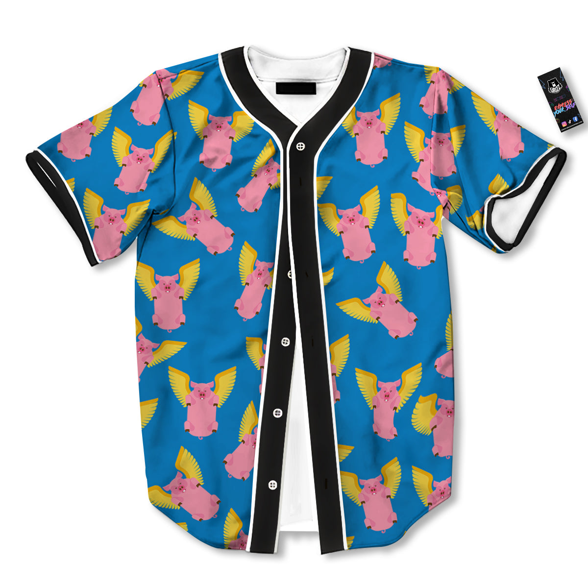 Pig Pink Vintage Print Pattern Baseball Jersey-grizzshop