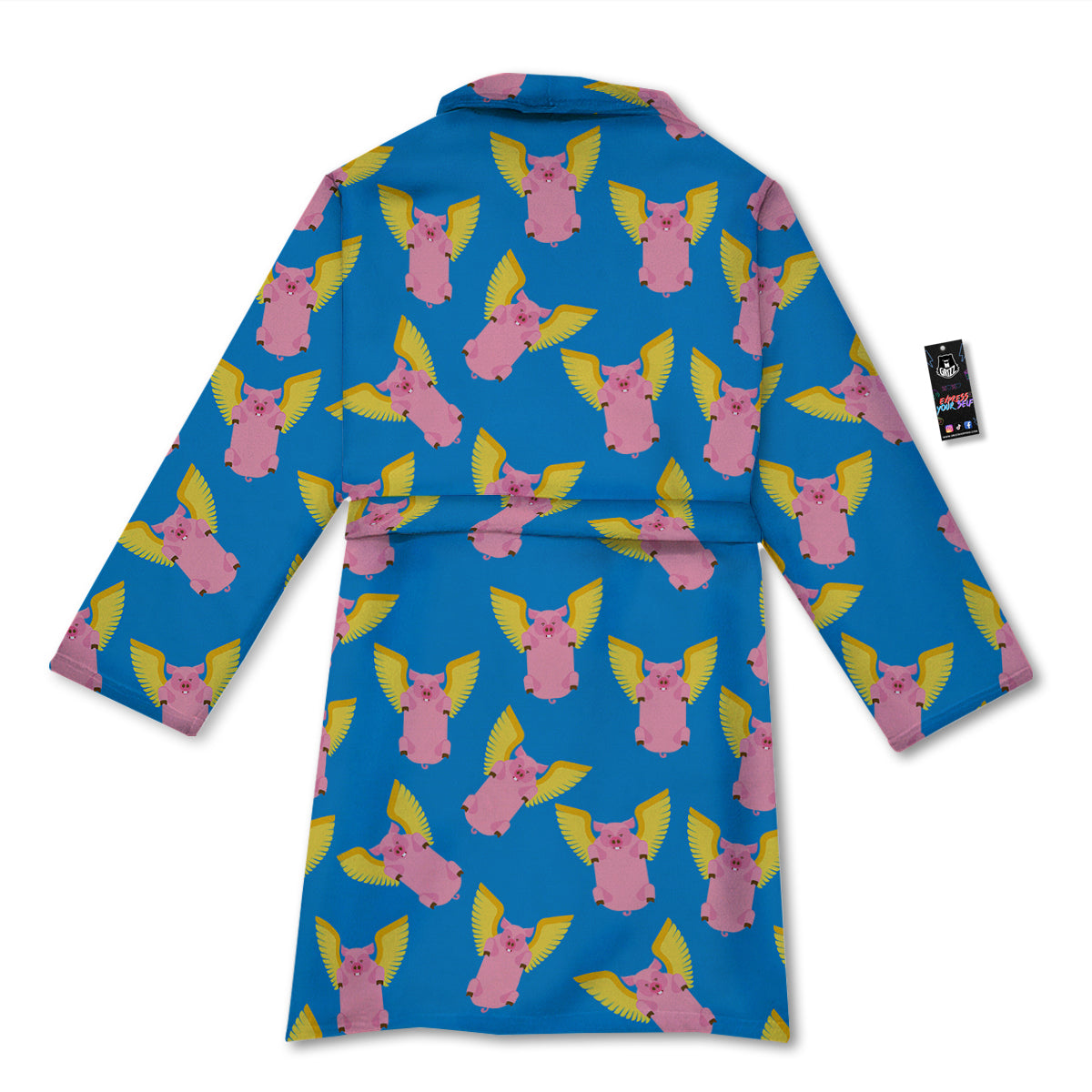 Pig Pink Vintage Print Pattern Bathrobe-grizzshop