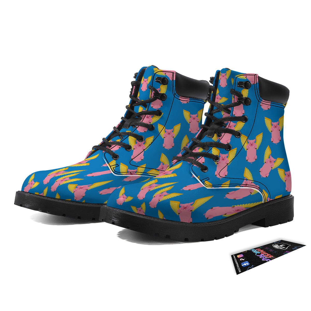 Pig Pink Vintage Print Pattern Boots-grizzshop
