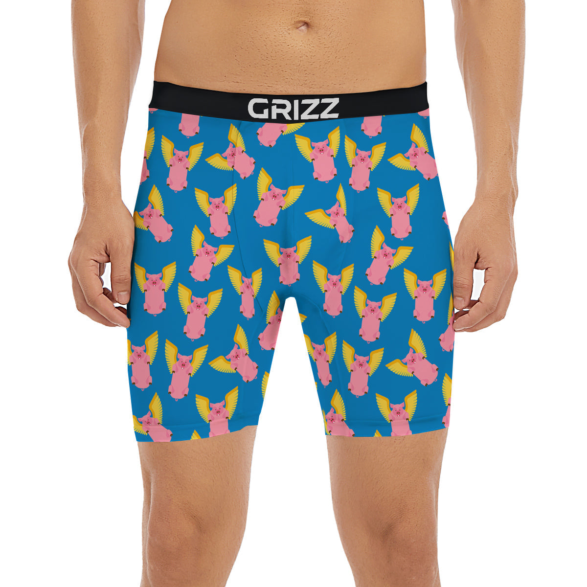 Pig Pink Vintage Print Pattern Boxer Briefs-grizzshop