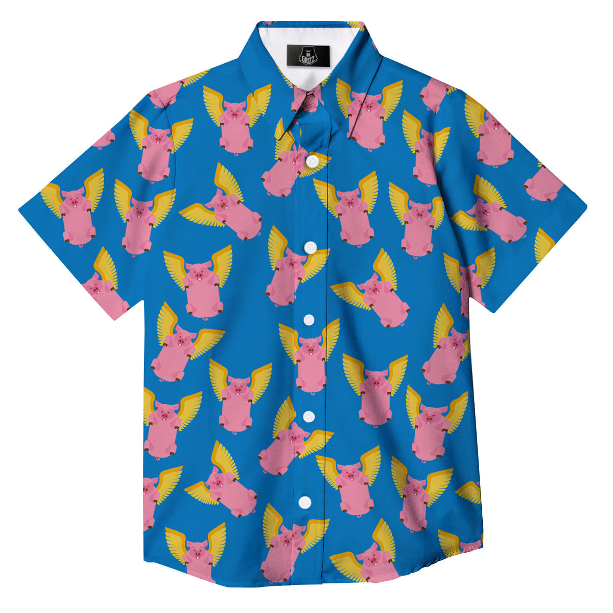 Pig Pink Vintage Print Pattern Button Up Shirt-grizzshop