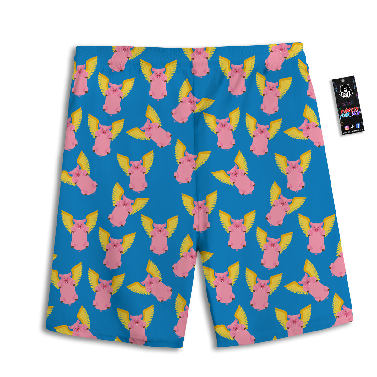 Pig Pink Vintage Print Pattern Men's Athletic Shorts