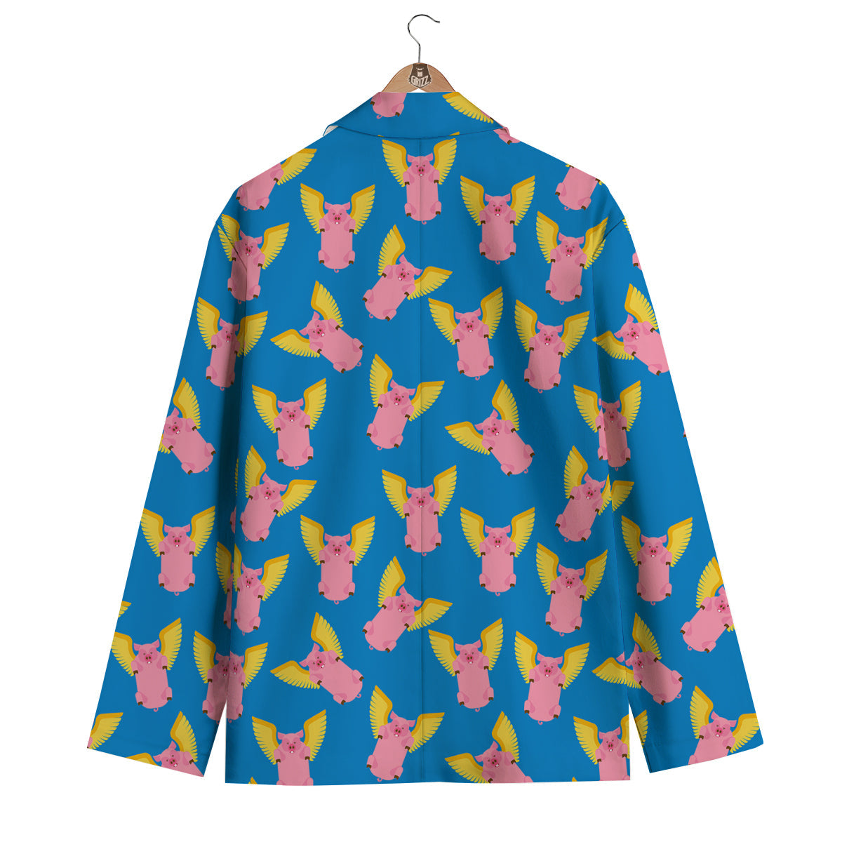 Pig Pink Vintage Print Pattern Men's Blazer-grizzshop