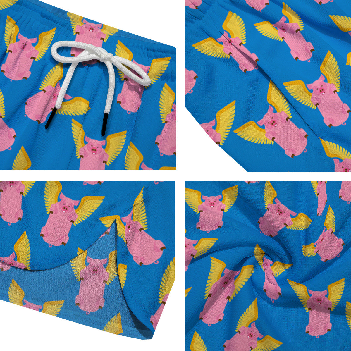 Pig Pink Vintage Print Pattern Men's Running Shorts-grizzshop