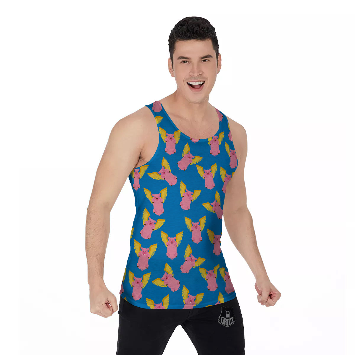 Pig Pink Vintage Print Pattern Men's Tank Top-grizzshop