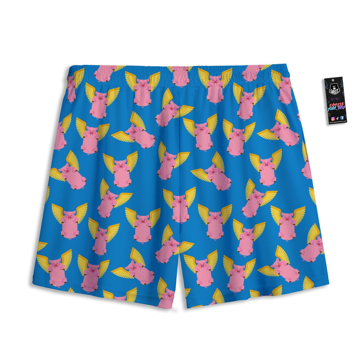 Pig Pink Vintage Print Pattern Mesh Shorts