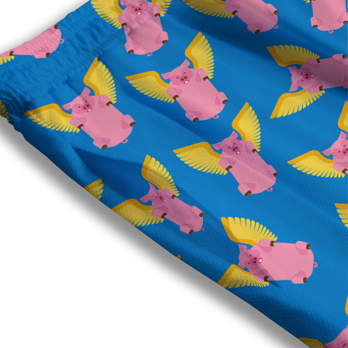 Pig Pink Vintage Print Pattern Mesh Shorts