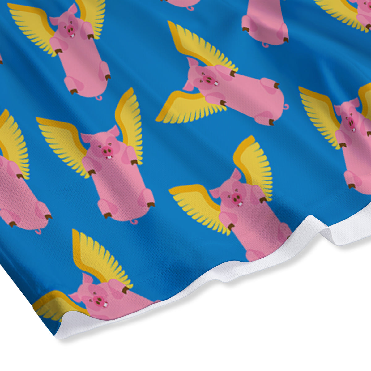 Pig Pink Vintage Print Pattern Mesh Shorts