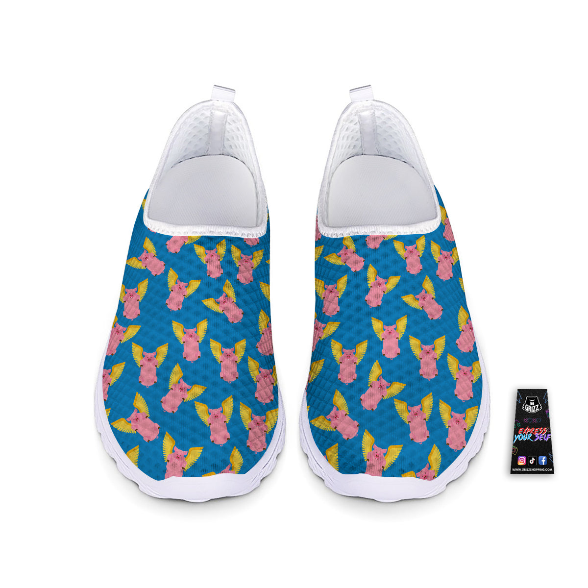 Pig Pink Vintage Print Pattern Nurse Shoes-grizzshop