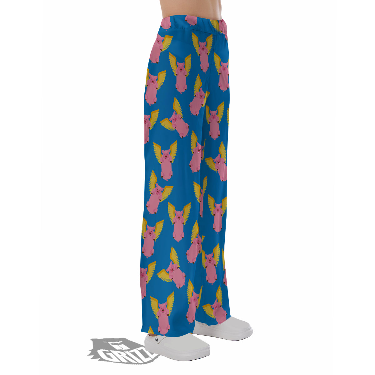 Pig Pink Vintage Print Pattern Pajama Pants-grizzshop