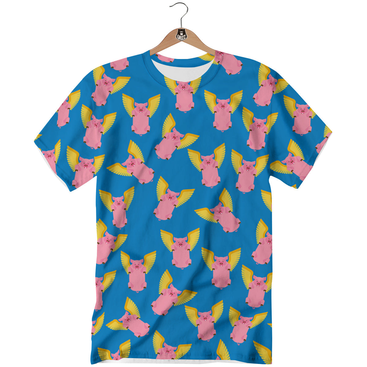 Pig Pink Vintage Print Pattern T-Shirt-grizzshop