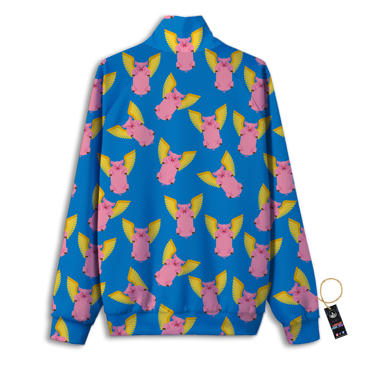 Pig Pink Vintage Print Pattern Track Jacket-grizzshop