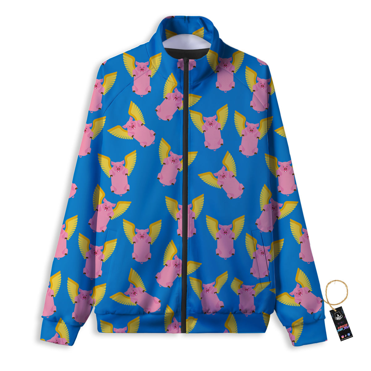 Pig Pink Vintage Print Pattern Track Jacket-grizzshop
