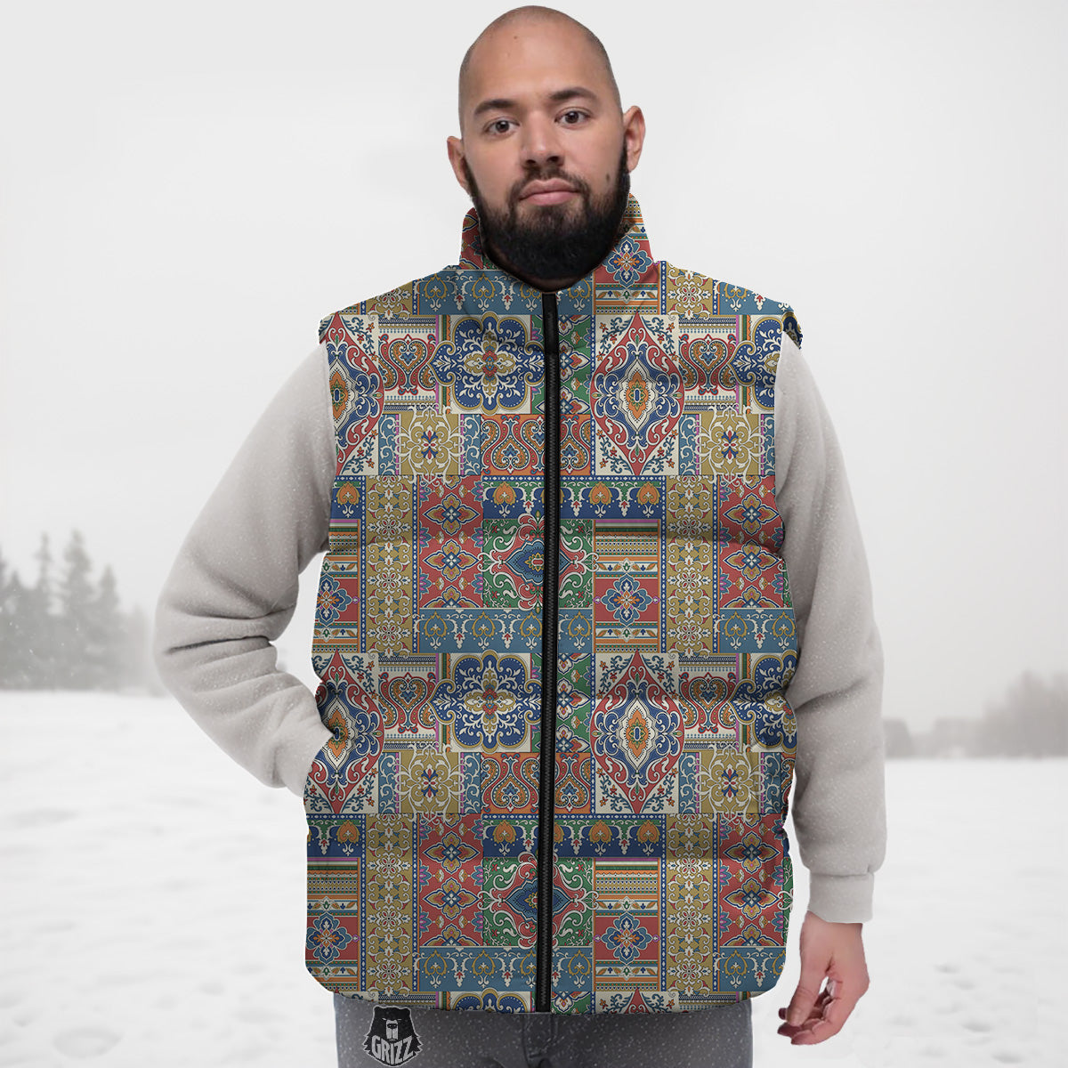 Pig Print Pattern Down Vest