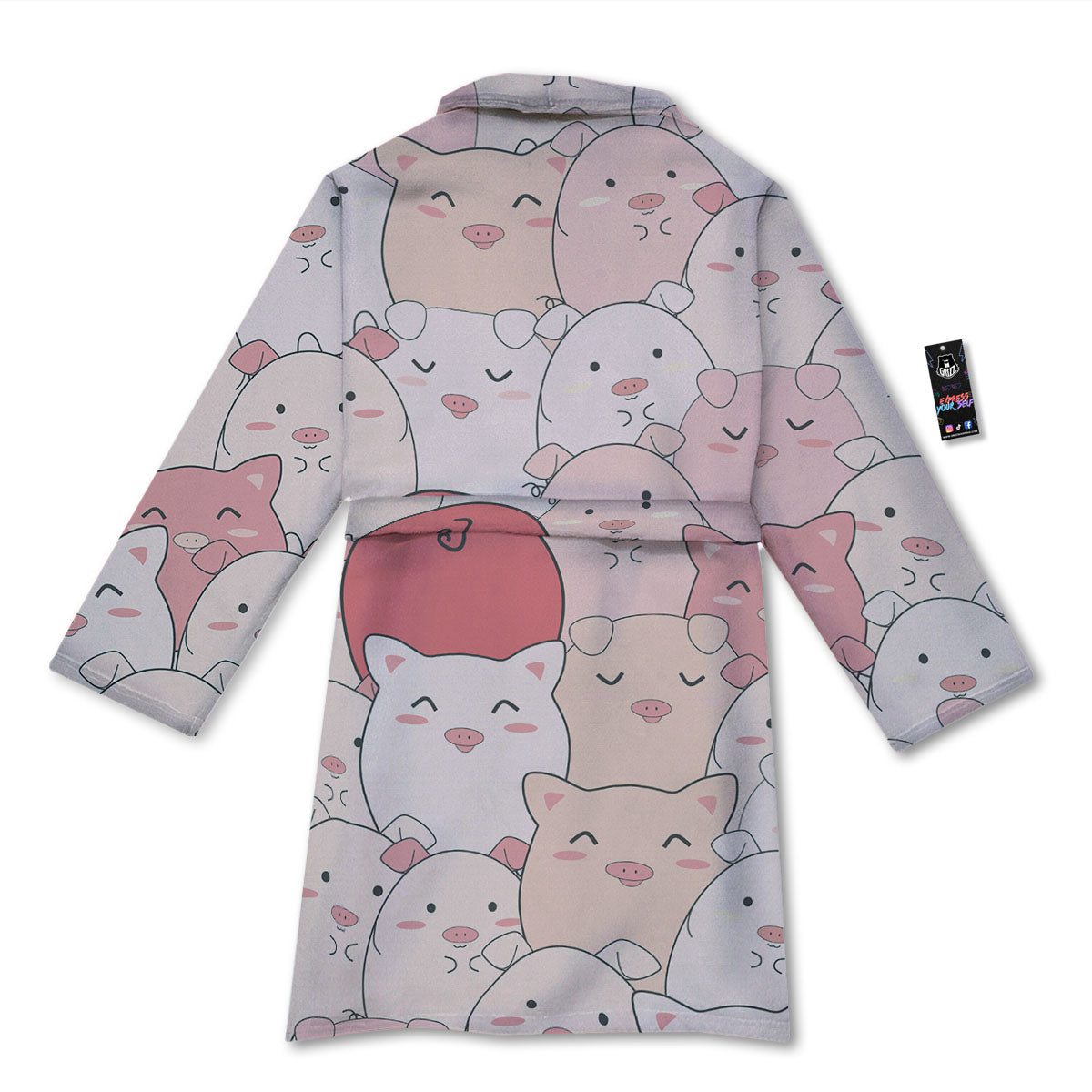 Pig Tail Pink Print Bathrobe-grizzshop