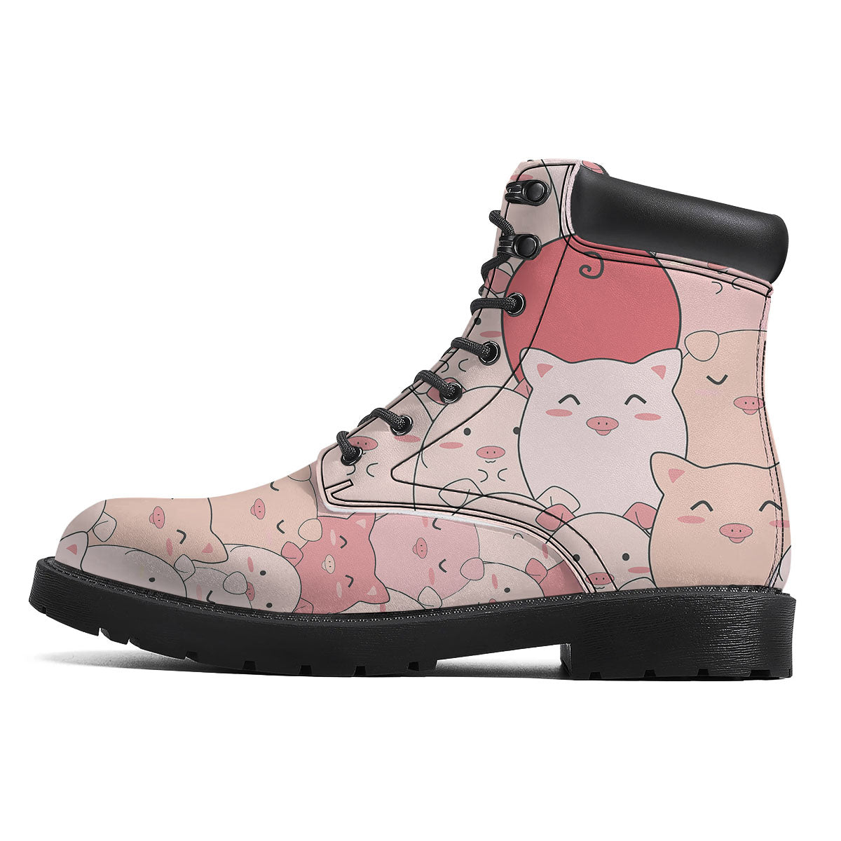 Pig Tail Pink Print Boots-grizzshop