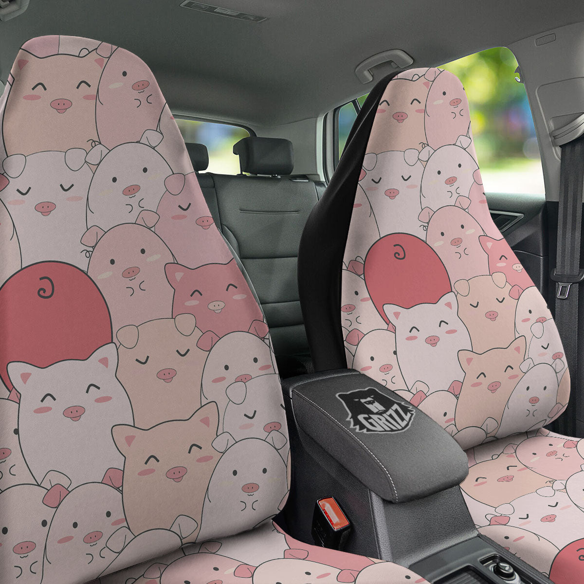 Pig Tail Pink Print Car Seat Covers-grizzshop