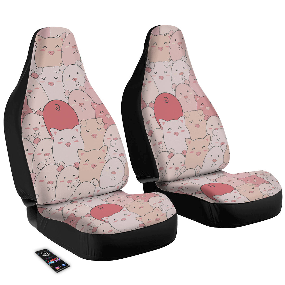 Pig Tail Pink Print Car Seat Covers-grizzshop