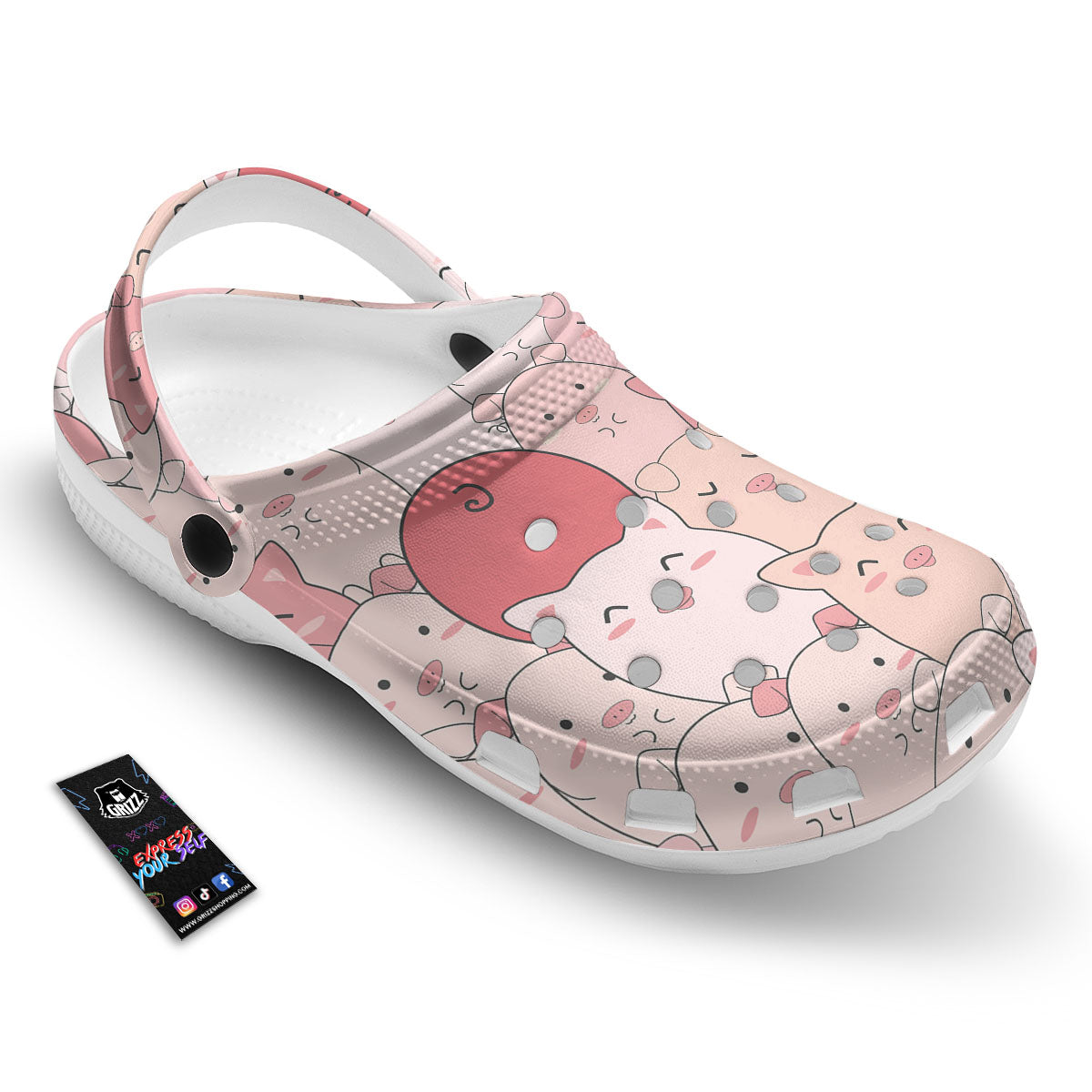 Pig Tail Pink Print Clog-grizzshop