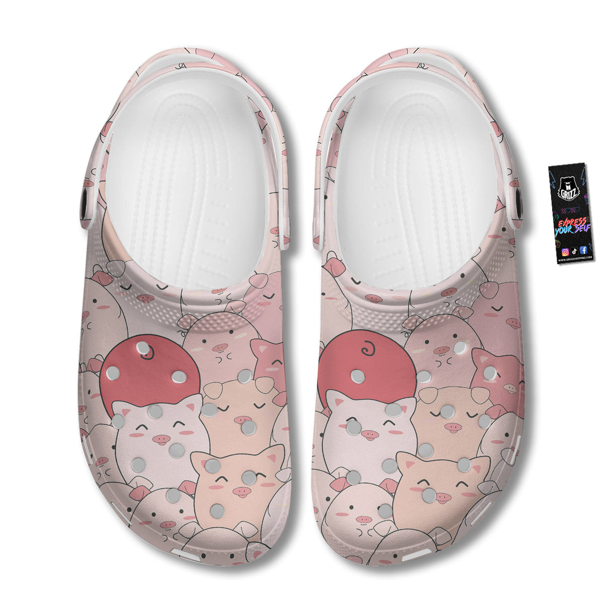 Pig Tail Pink Print Clog-grizzshop