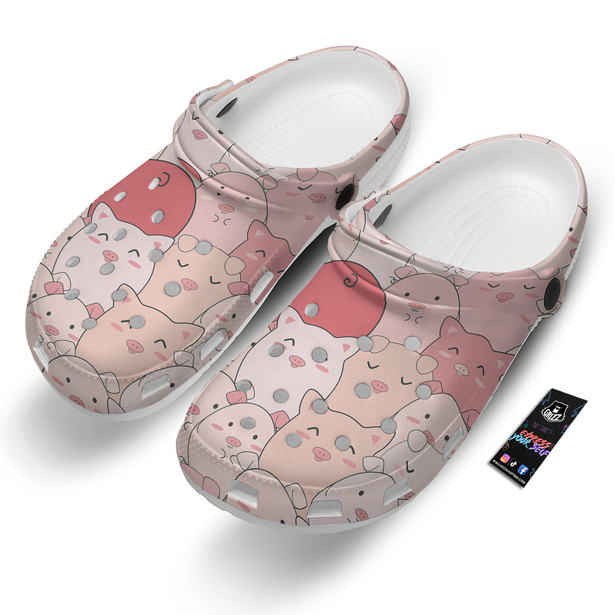 Pig Tail Pink Print Clog-grizzshop