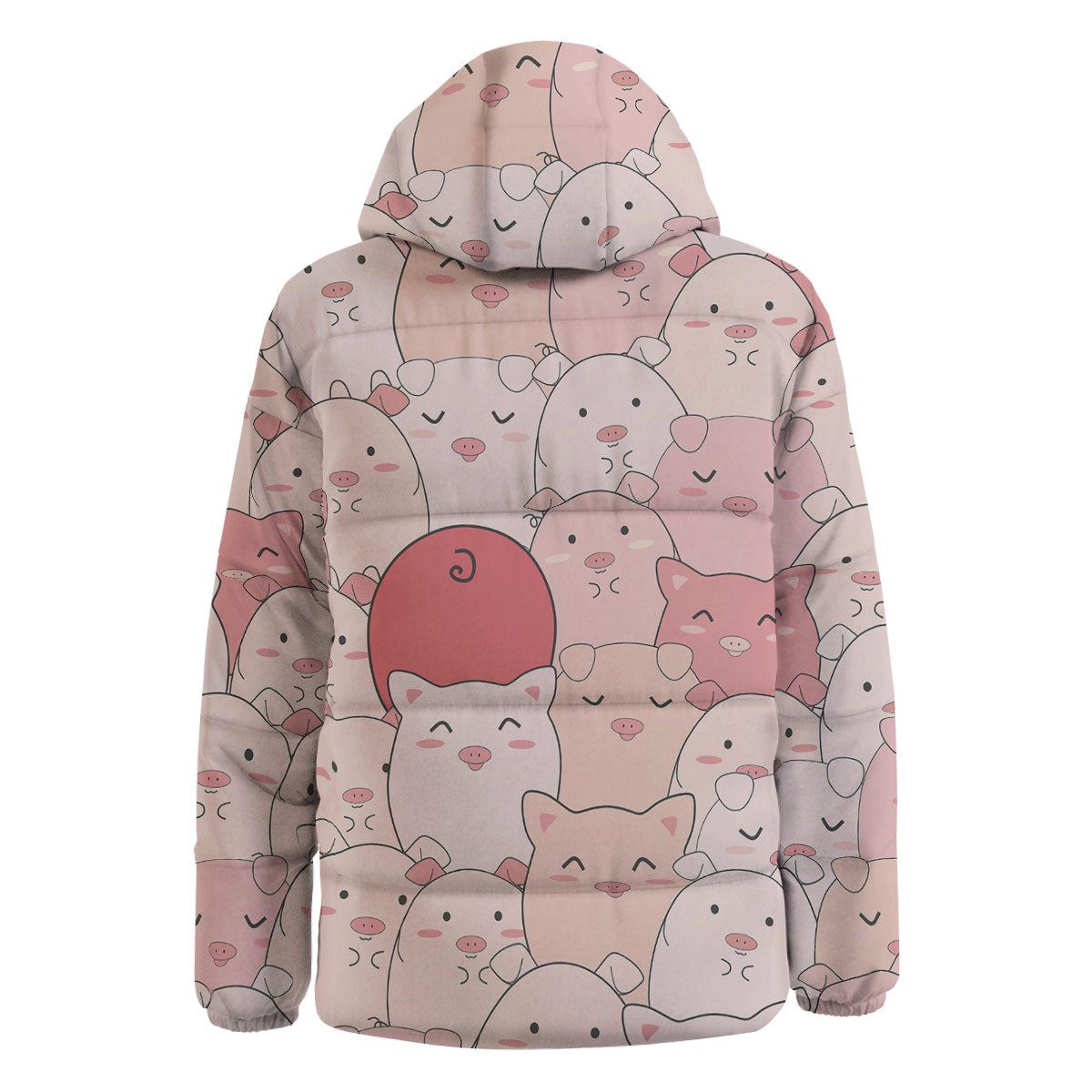 Pig Tail Pink Print Down Jacket-grizzshop