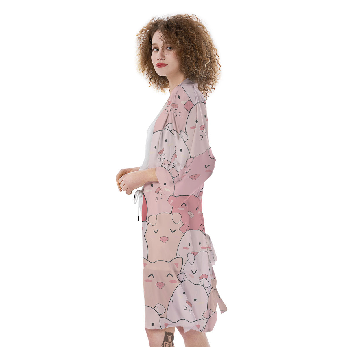 Pig Tail Pink Print Kimono-grizzshop