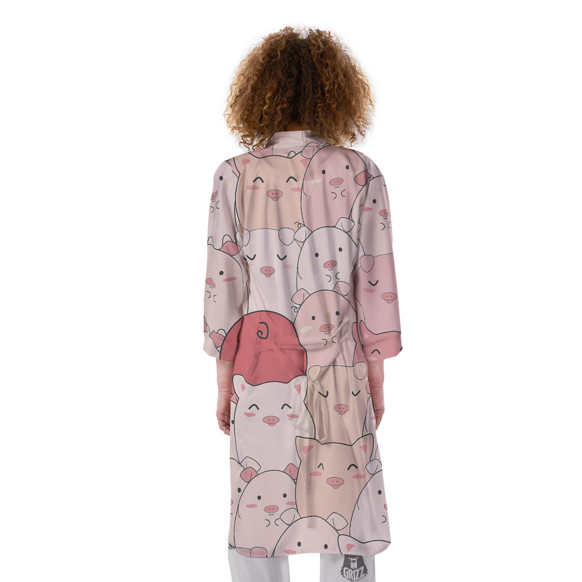 Pig Tail Pink Print Kimono-grizzshop