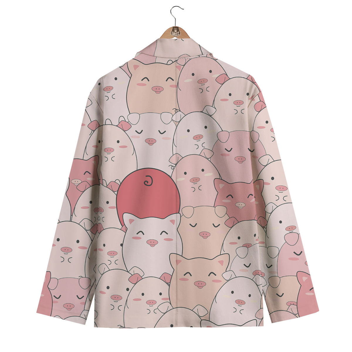 Pig Tail Pink Print Men's Blazer-grizzshop