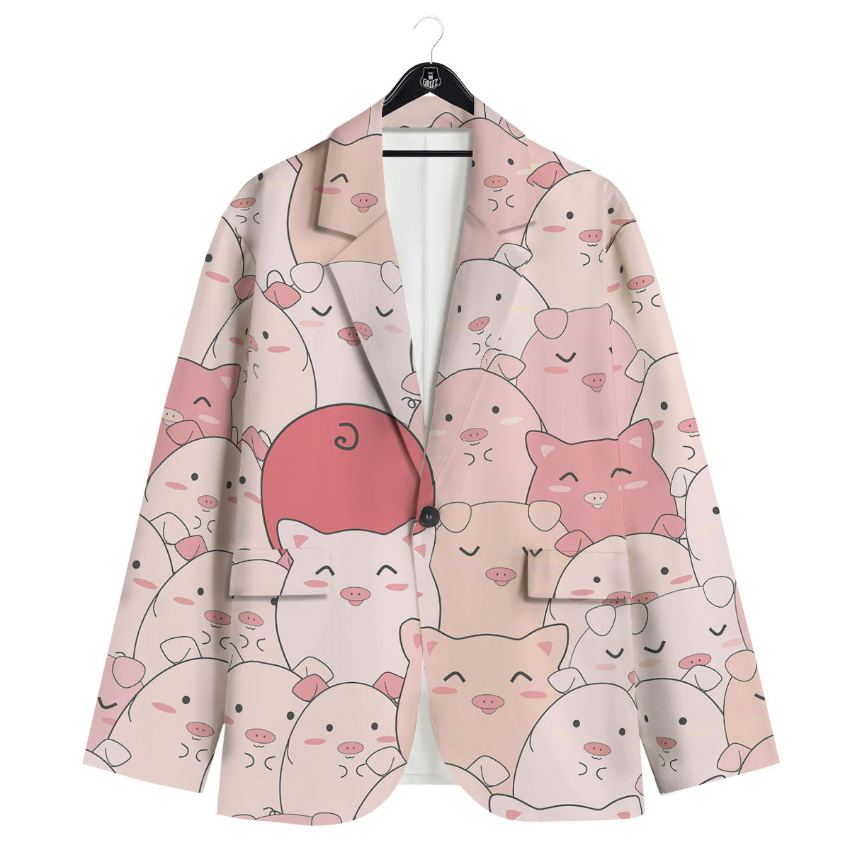 Pig Tail Pink Print Men's Sport Coat-grizzshop