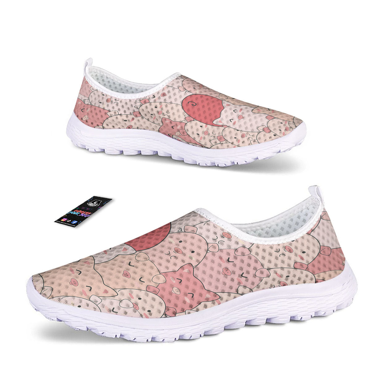 Pig Tail Pink Print Nurse Shoes-grizzshop