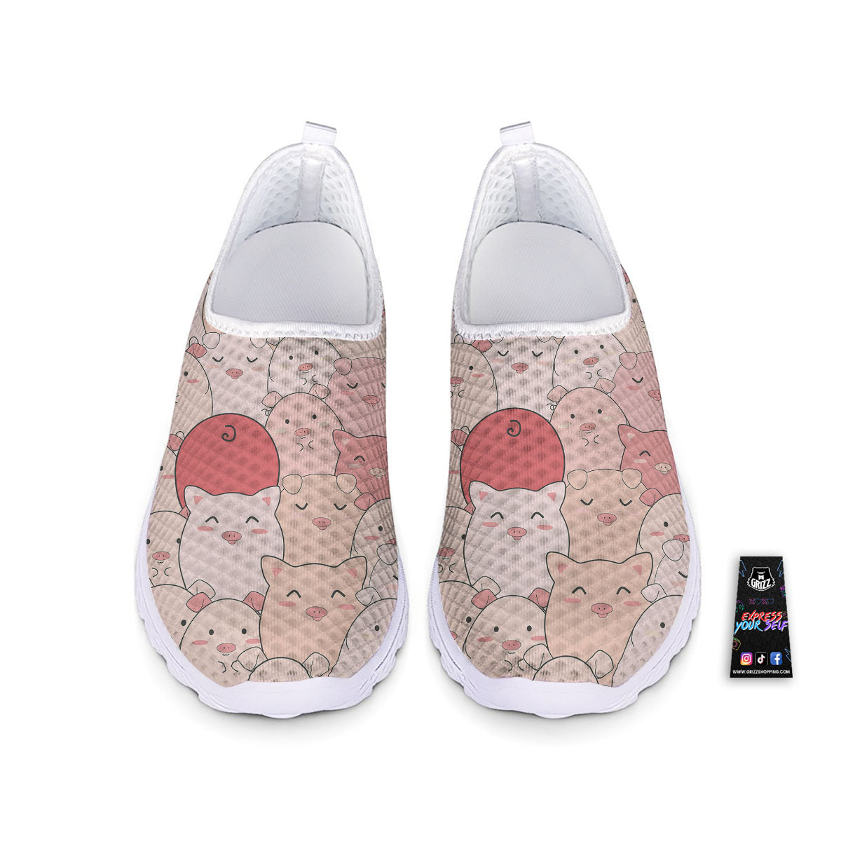 Pig Tail Pink Print Nurse Shoes-grizzshop