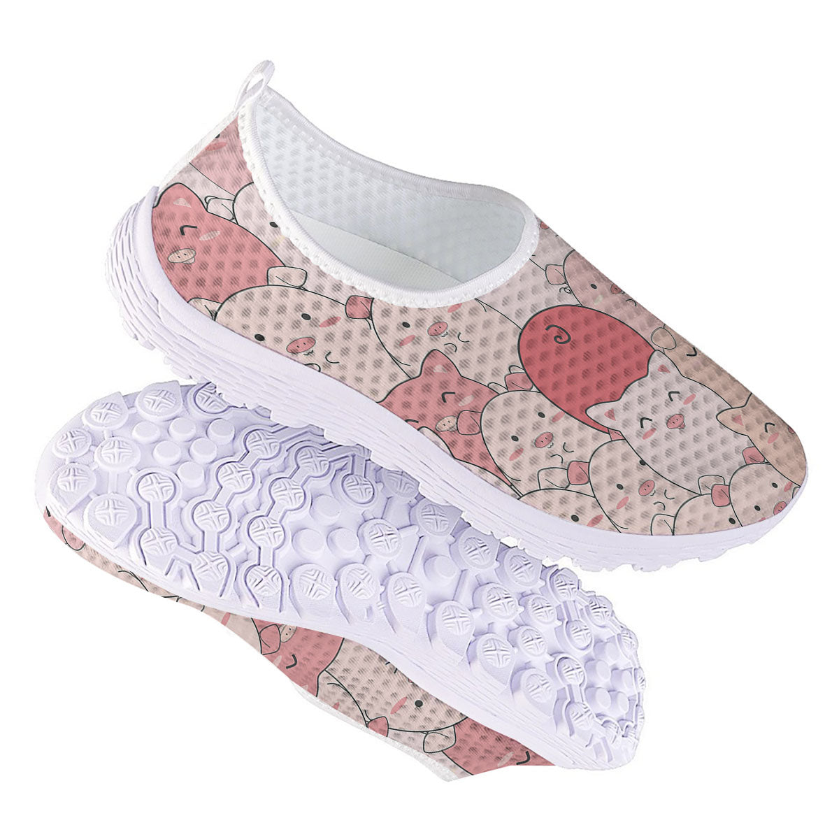 Pig Tail Pink Print Nurse Shoes-grizzshop